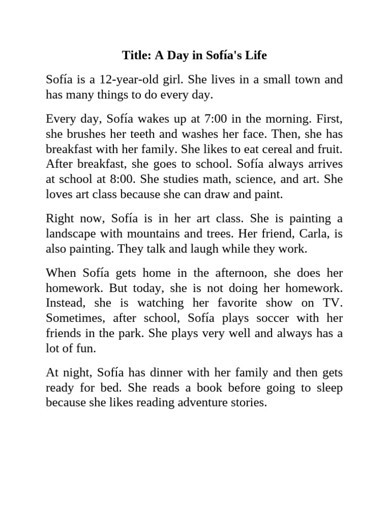 A Day in the Life of Sofía | PDF