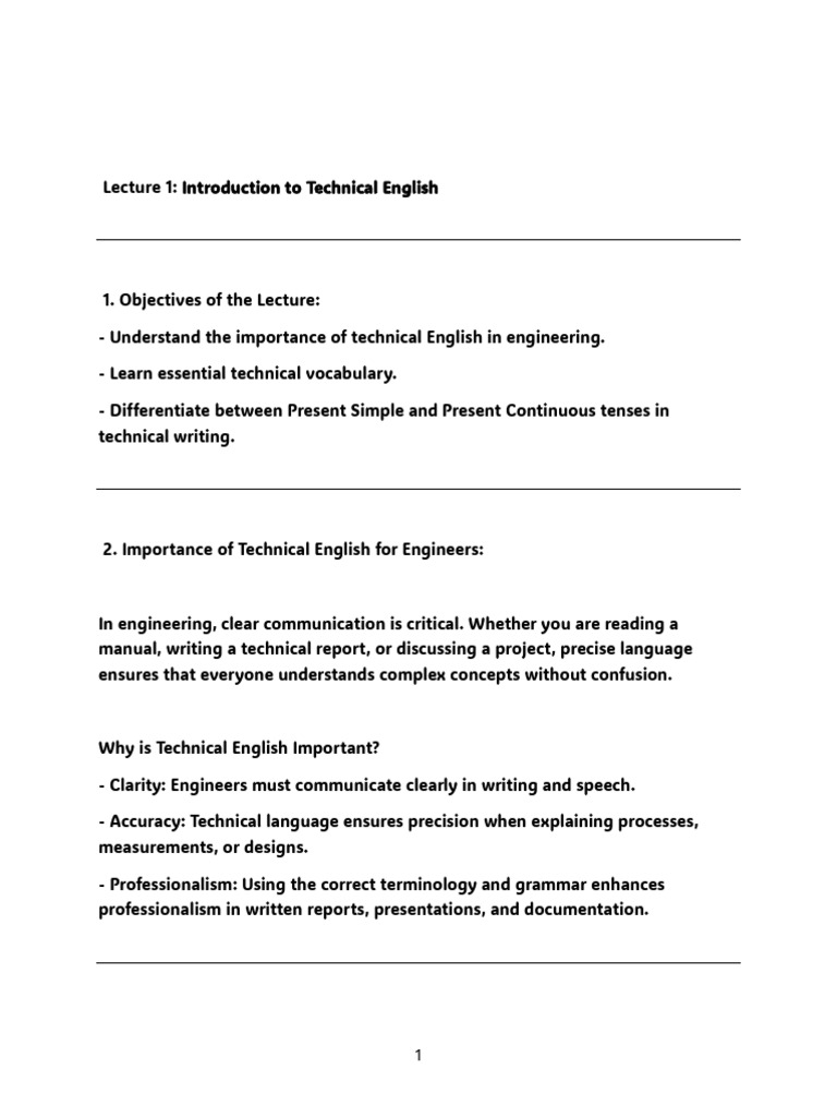 Engineering English Lecture 1 | PDF | Engineering | Force