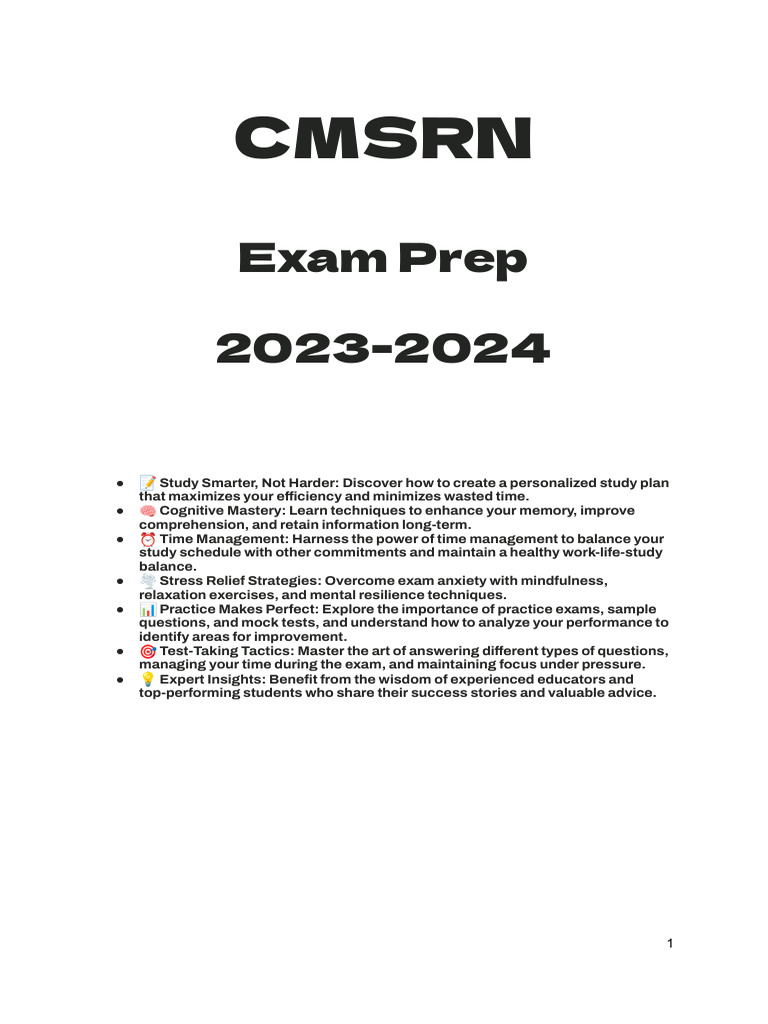 CMSRN: Exam Prep 2023-2024 | PDF | Respiratory Tract | Respiratory Diseases