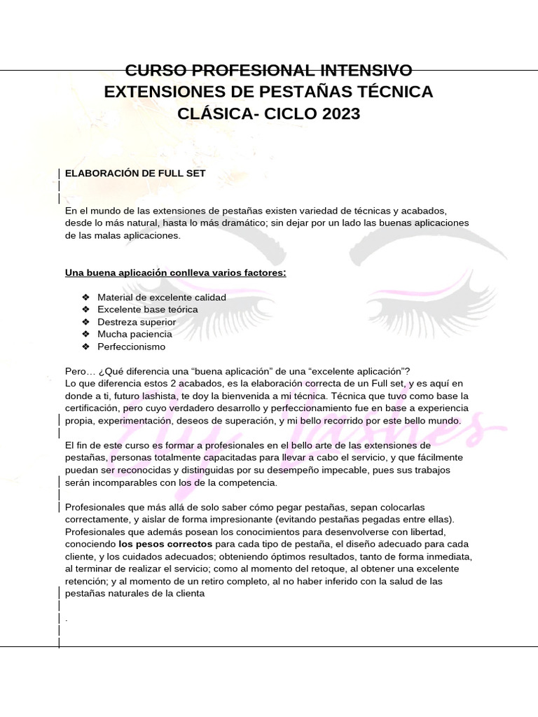 Curso Profesional Intensivo Extensiones de Pestañas Técnica Clásica ...