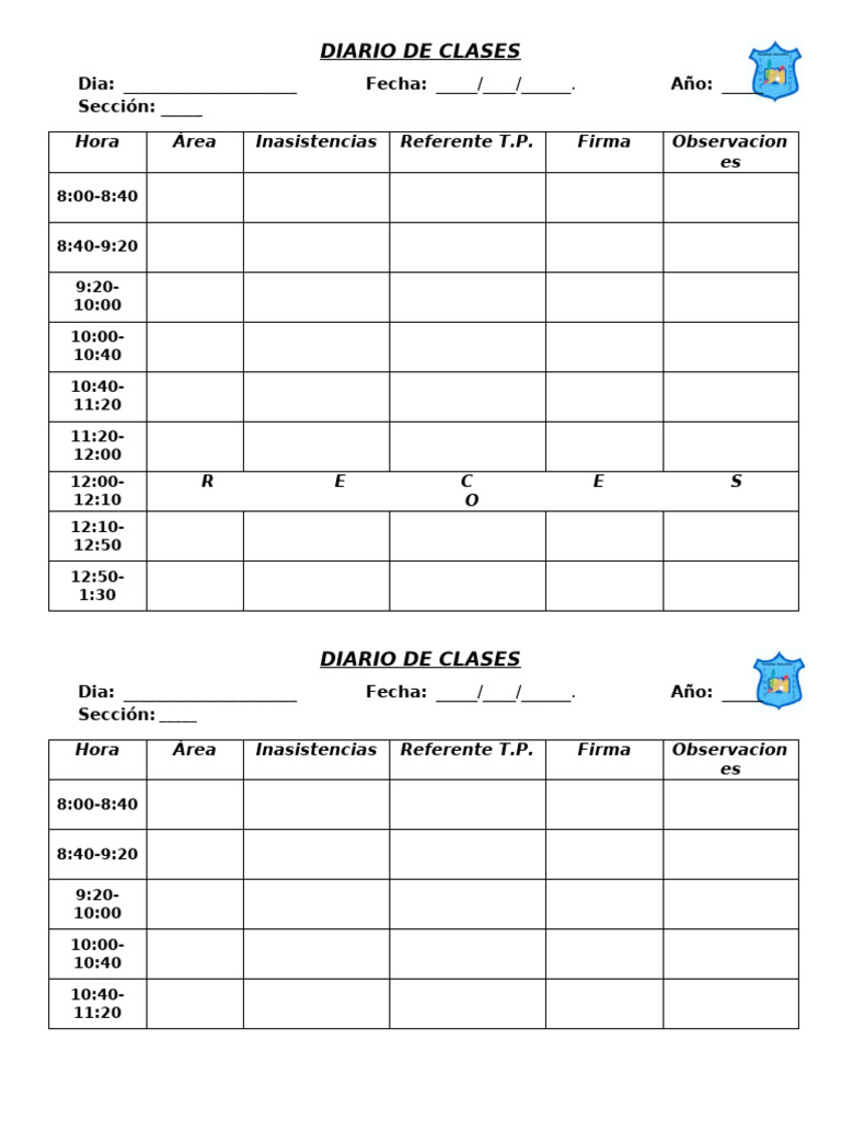 Diario y Estadísticas de Clases | PDF