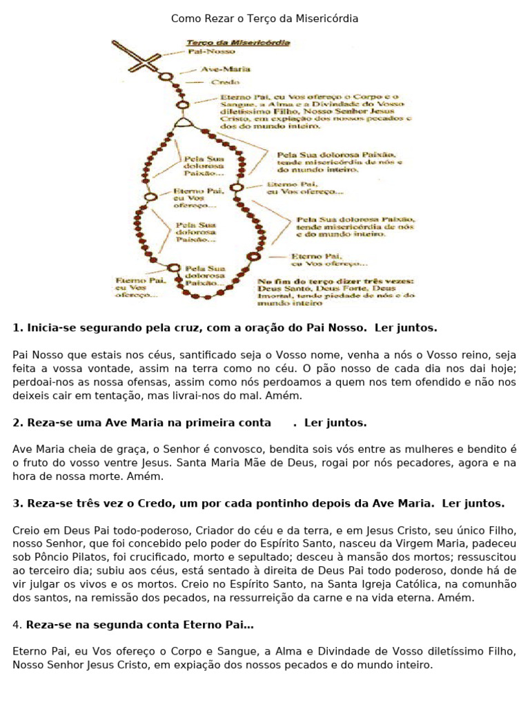Como Rezar o Terço da Misericórdia | PDF | Oração | Rosário