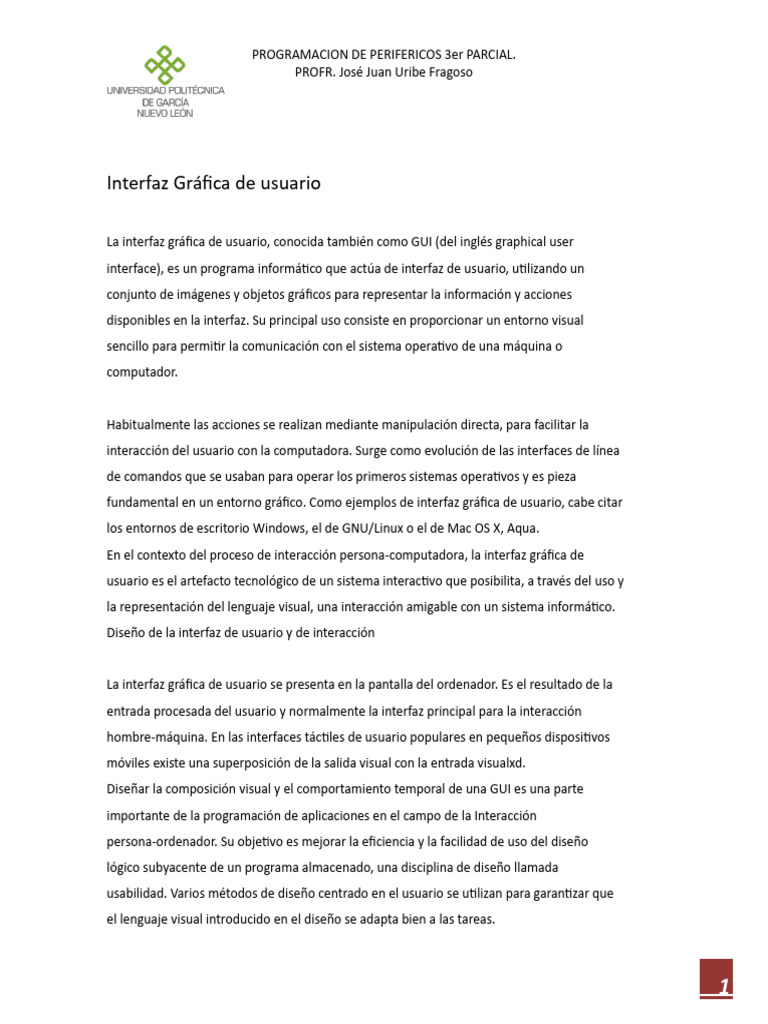 Interfaz Gráfica de Usuario | PDF | Interfaces gráficas de usuario ...