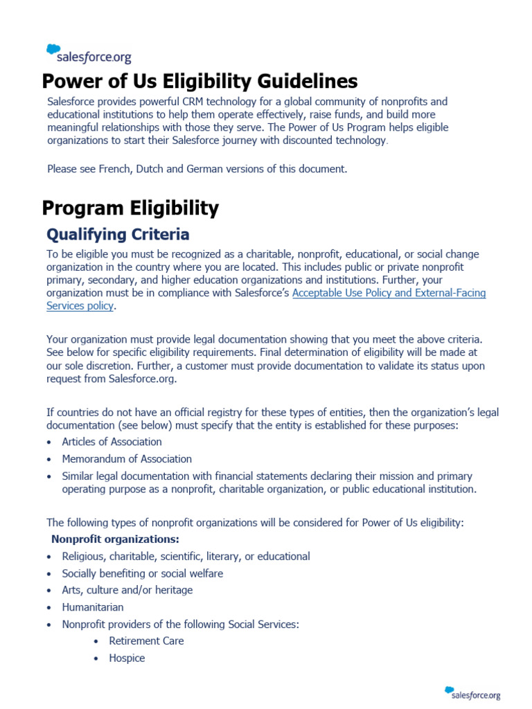 Power of Us Program Eligibility Guide | PDF | Charitable Organization ...