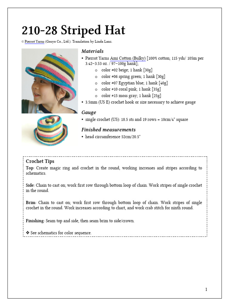 Crochet Striped Hat Pattern Guide | PDF