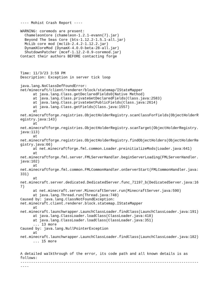 Mohist Server Crash Report 1.12.2 | PDF | Java Virtual Machine ...