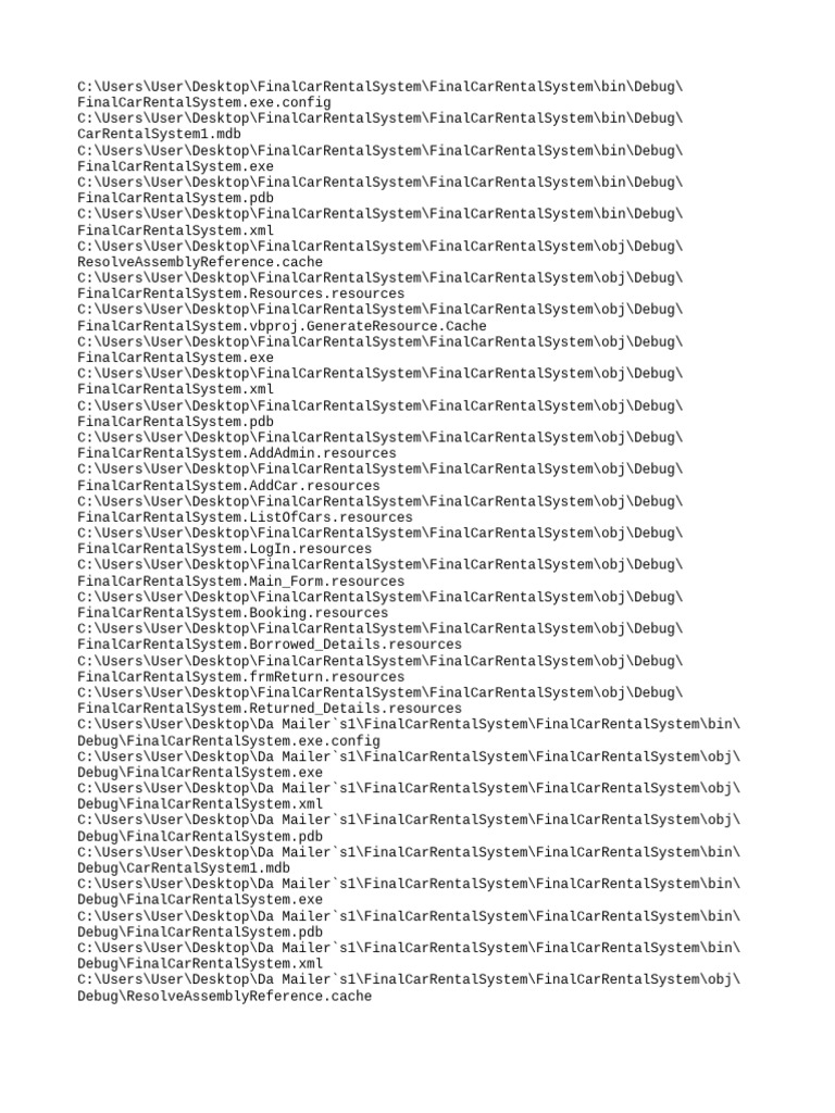 Final Car Rental System Files Overview | PDF | Computing | Computer ...