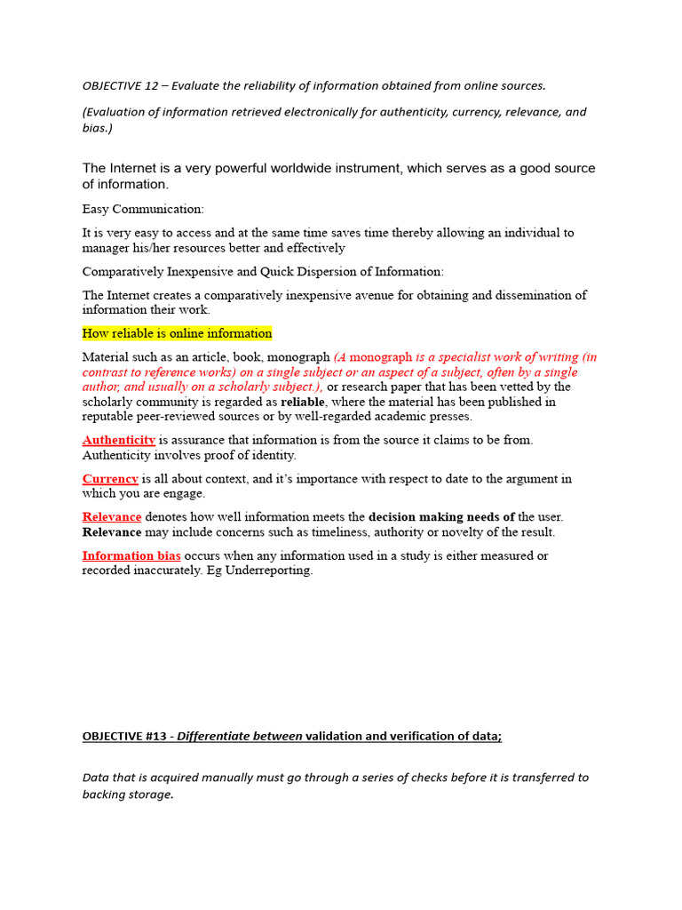 Objective 12 - 13 - 14 | PDF | Computing
