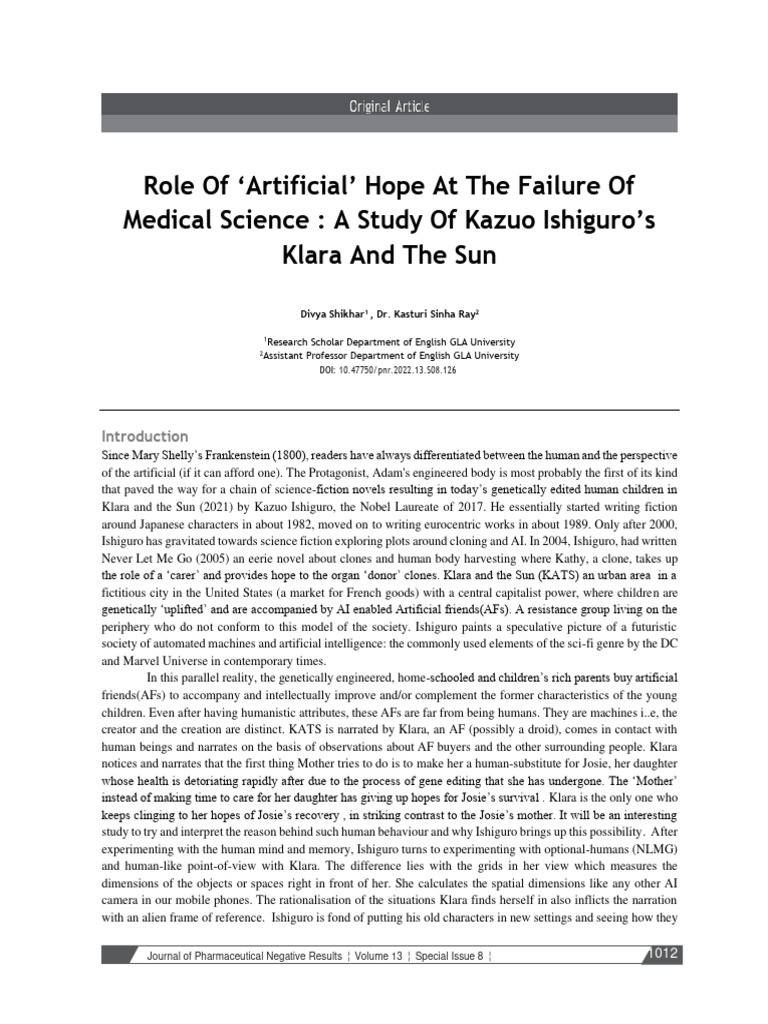 Artificial Hope in Ishiguro's Klara | PDF