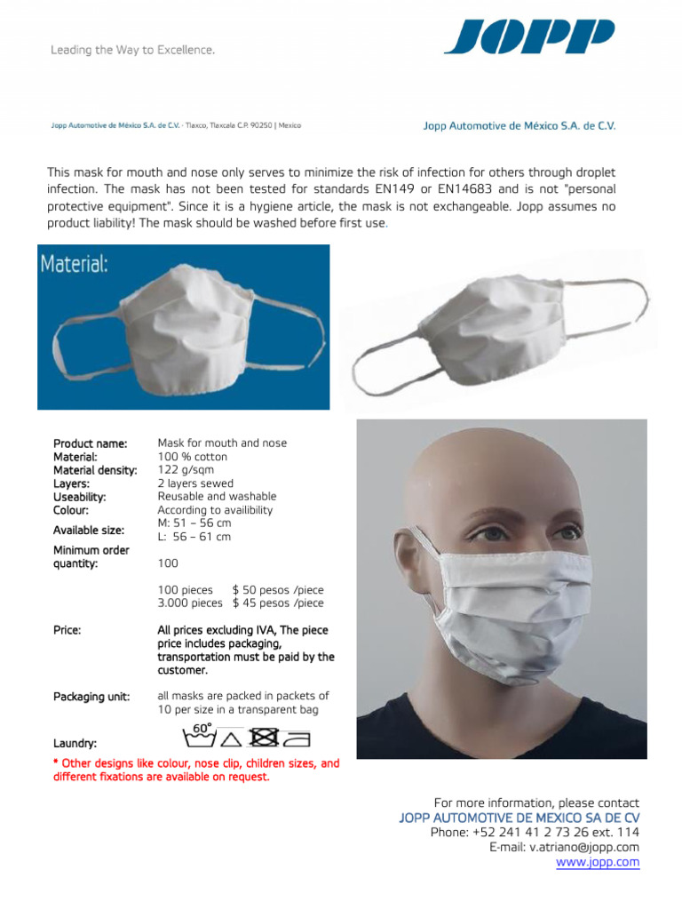 Mask Data Sheet | PDF
