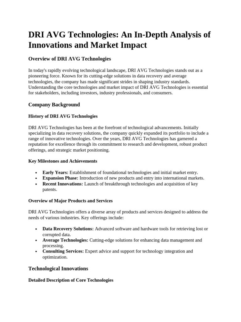 DRI AVG Technologies | PDF | Innovation | Artificial Intelligence