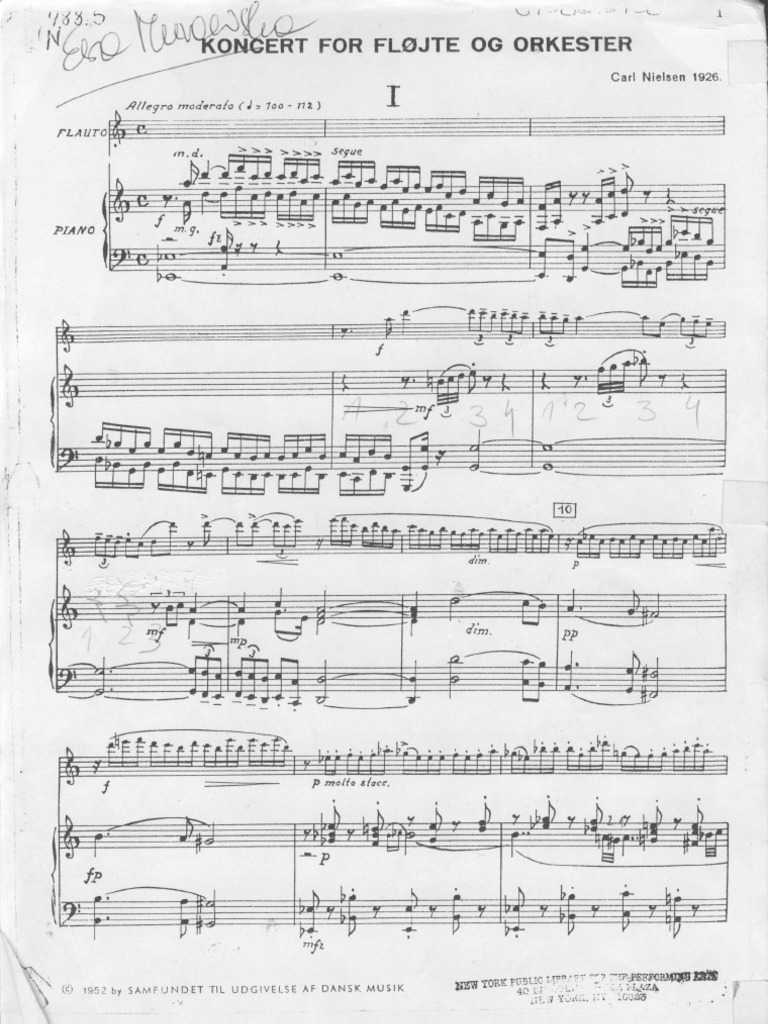 Carl Nielsen Flute Concerto Piano | PDF