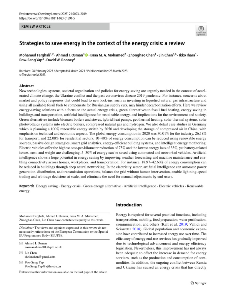 Energy-Saving Strategies Amid Crisis | PDF | Efficient Energy Use ...