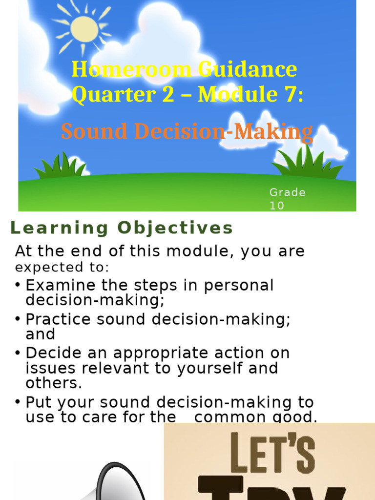 Grade 10 Sound Decision-Making Guide | PDF | Decision Making ...