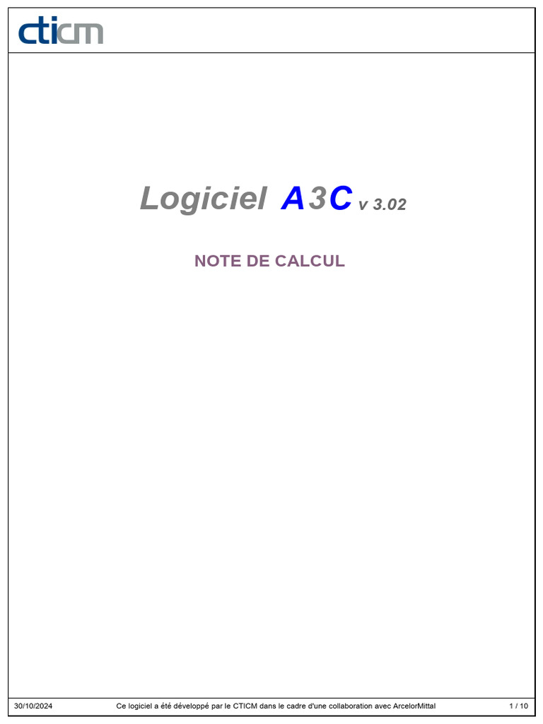 Note de calcul du logiciel A3C v3.02 | PDF | Flexion (matériau) | Mécanique