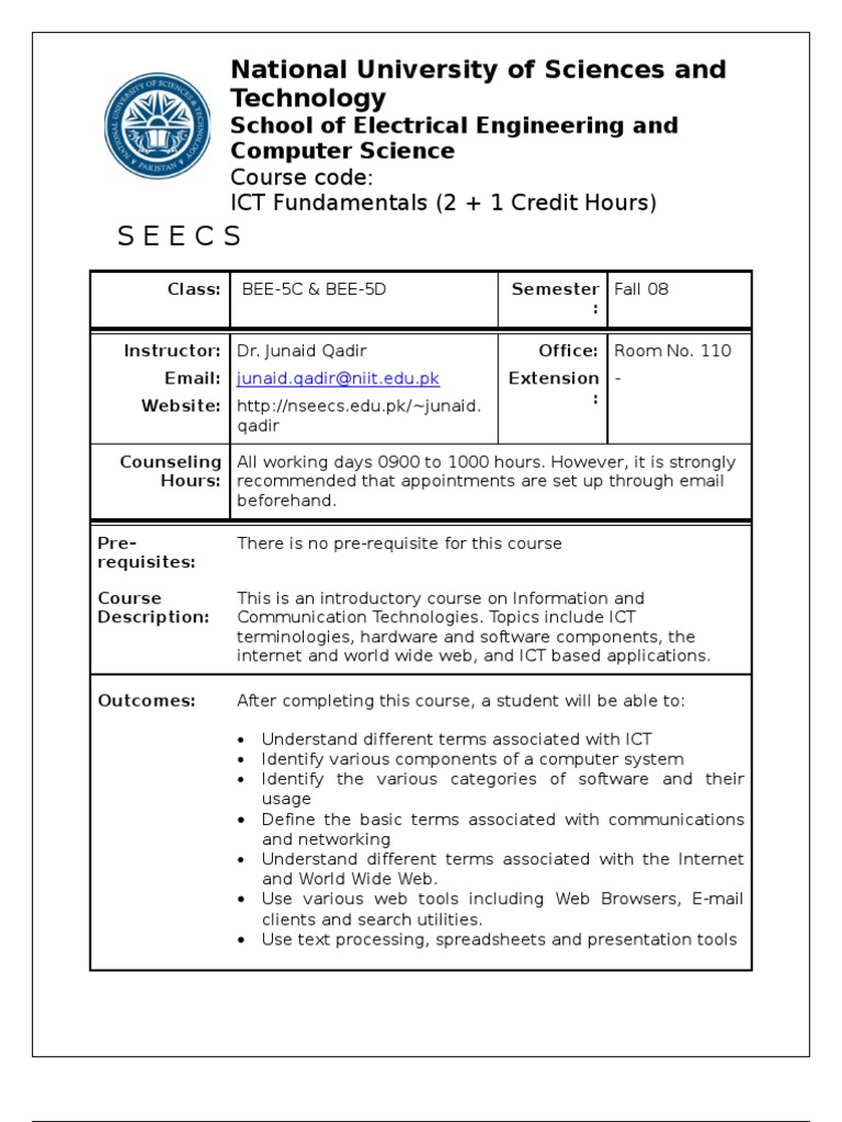 ICT Fundamentals Course Outline v2.0 Information Technology