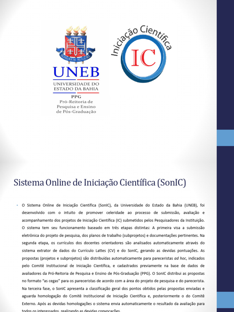 Sistema SonIC: Iniciação Científica UNEB | PDF