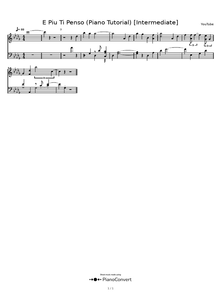 E piu ti penso piano tutorial intermediate youtube pdf