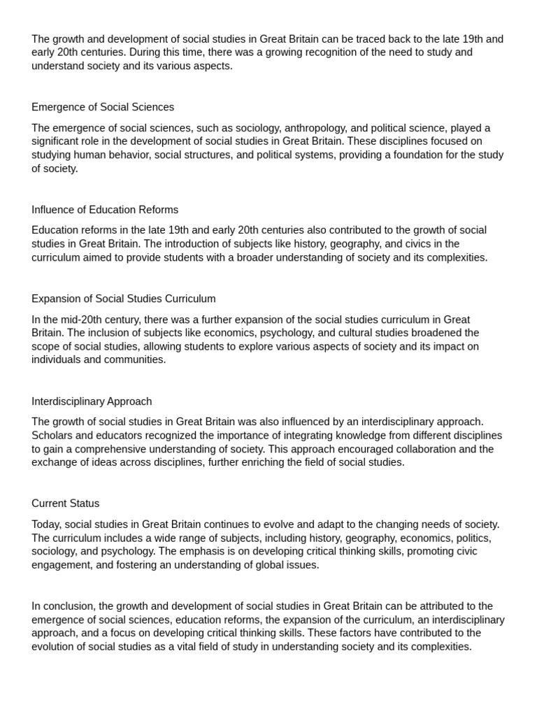 Evolution of Social Studies in Britain | PDF | Social Sciences | Sociology