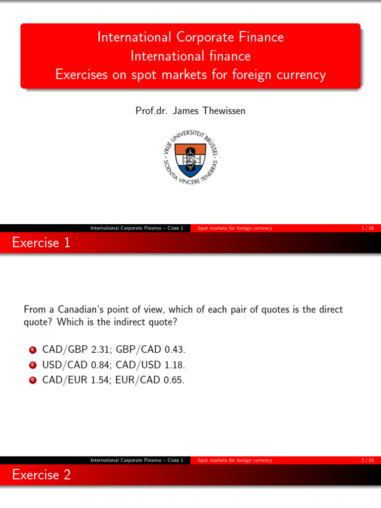 Spot Market Exercises in Forex | PDF | Euro | Japanese Yen