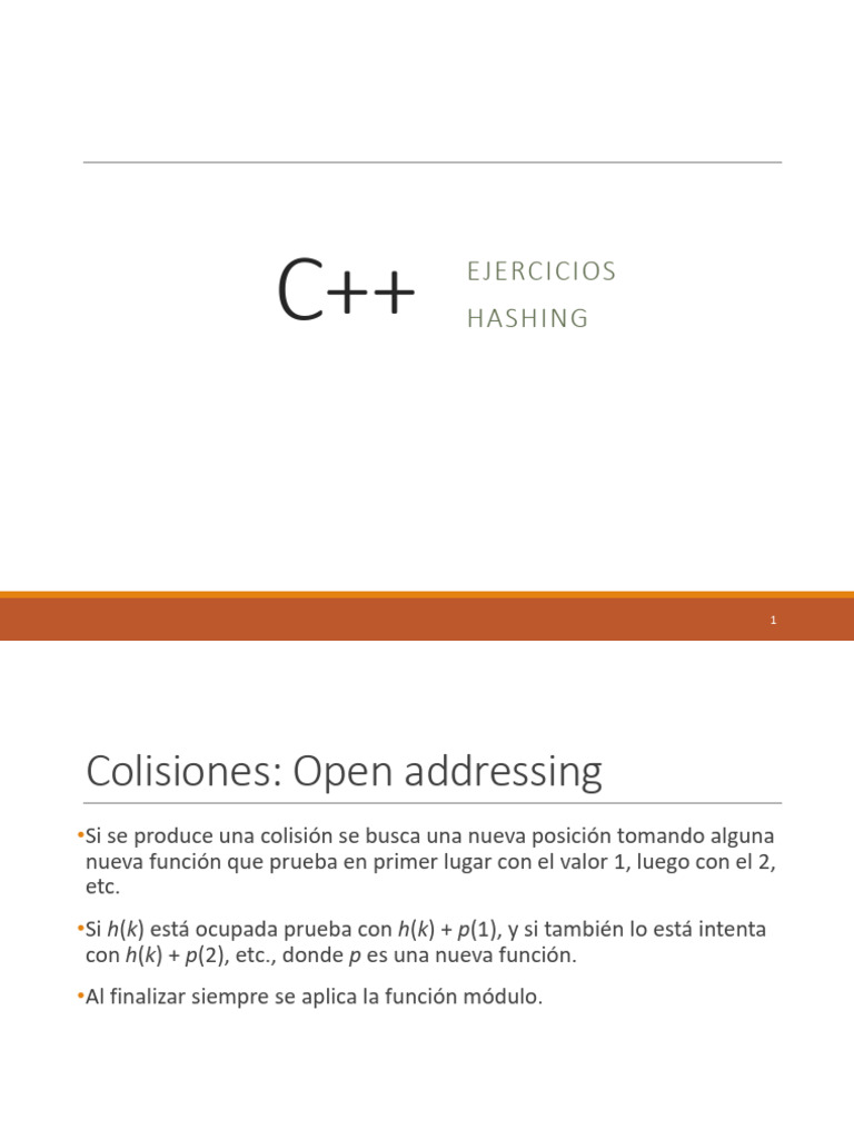 Ejercicios de Hashing en C++ | PDF