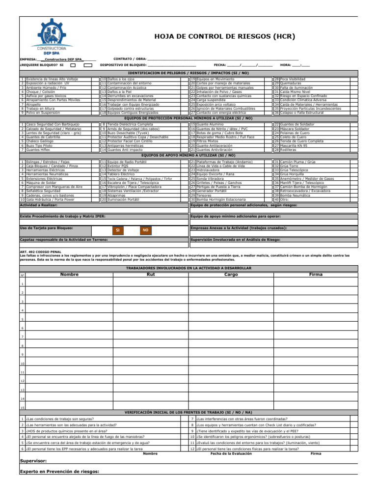 Formato HCR | PDF | Contaminación