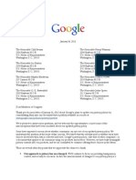 Google Letter Re Privacy Policy