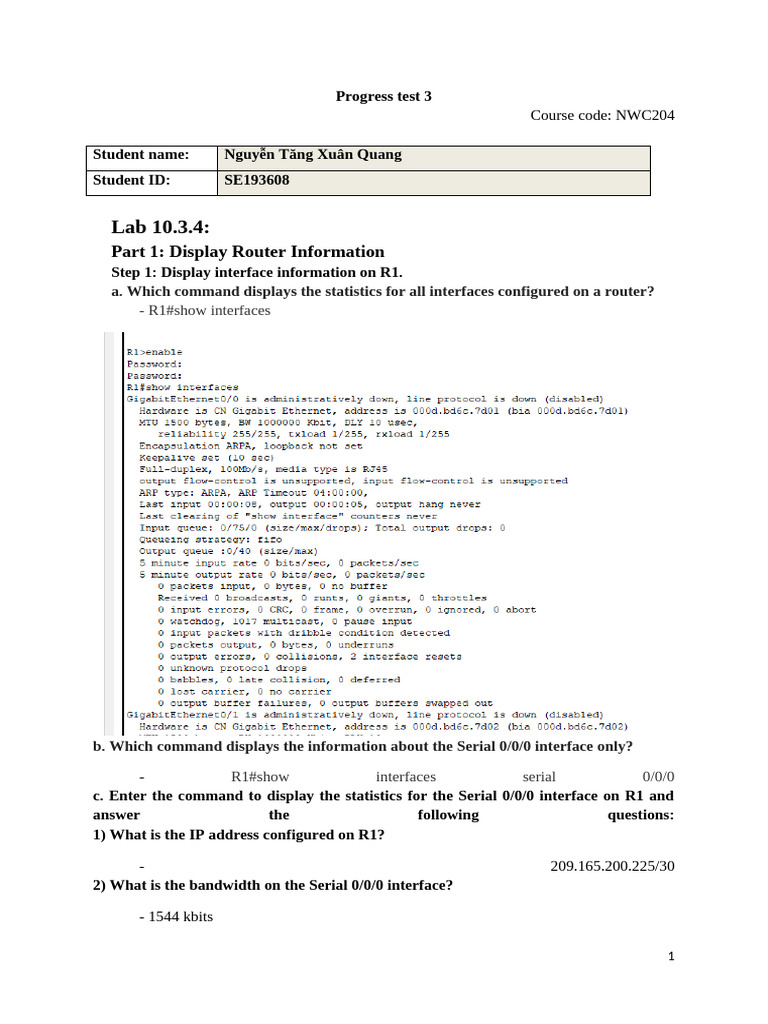 31 - 10 - 2024 - Progress Test 3 | PDF | Router (Computing) | Computer ...