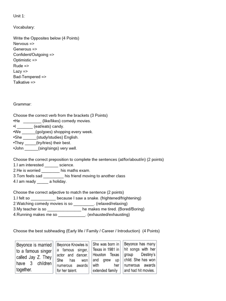 Stage 5 ESL S1 Assessment - Study Guide | PDF | Linguistics | Grammar