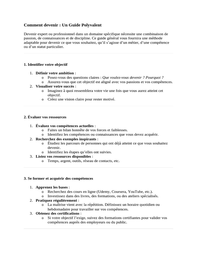Guide pour Devenir Expert en 8 Étapes | PDF