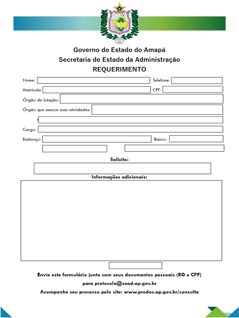 Requerimento para Protocolo SEAD Amapá | PDF