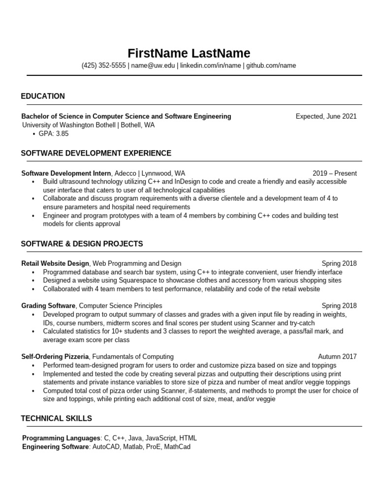 Resume-Template (1) | PDF | C++ | Web Design