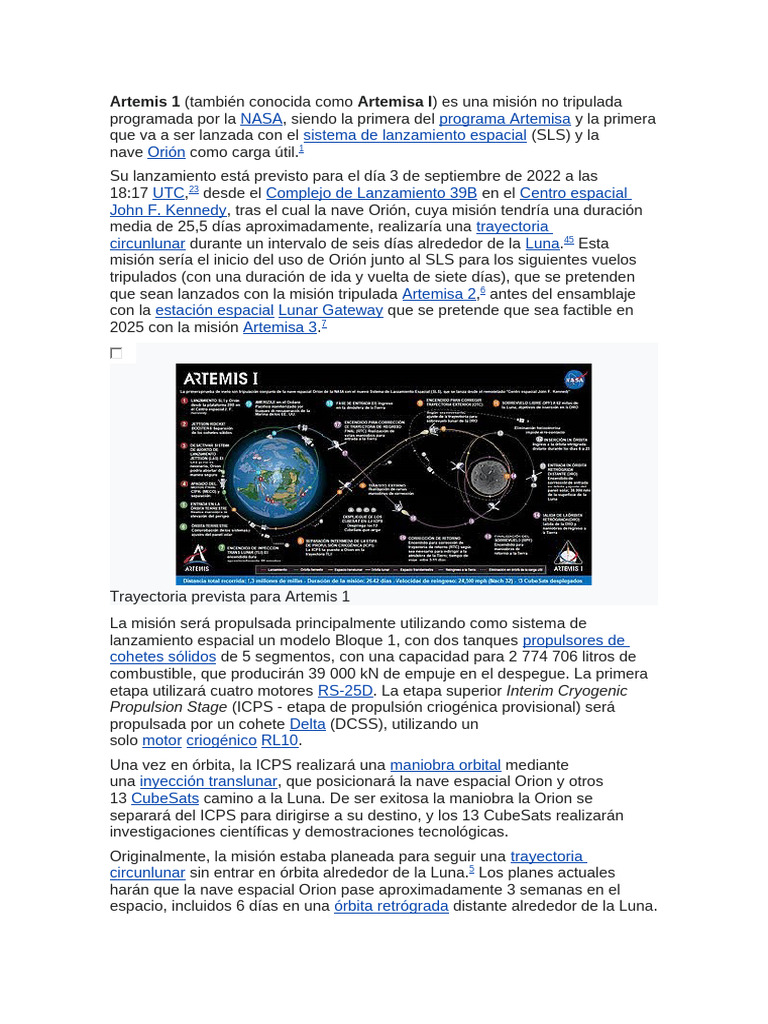 Artemis 1 | PDF | Orion (nave espacial) | Nasa
