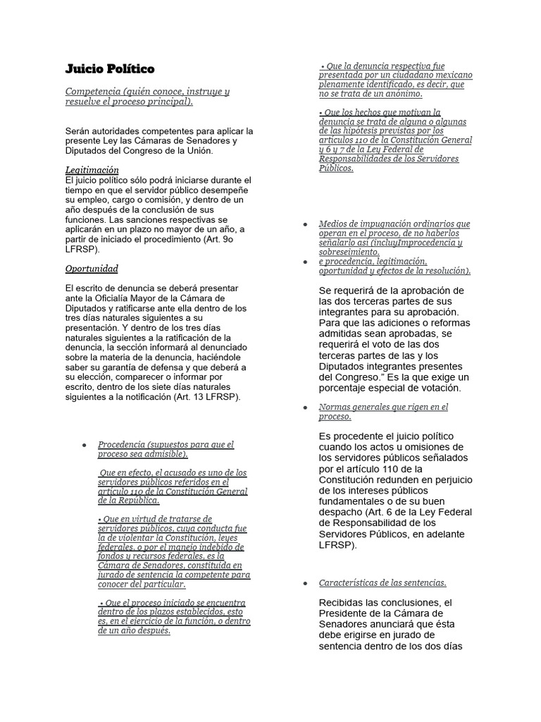 Proceso De Juicio Político En México Pdf El Proceso De Destitución