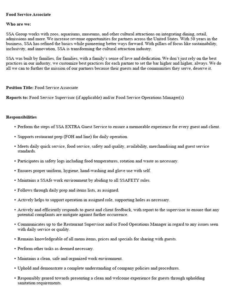 Job Description Pdf Employment Business