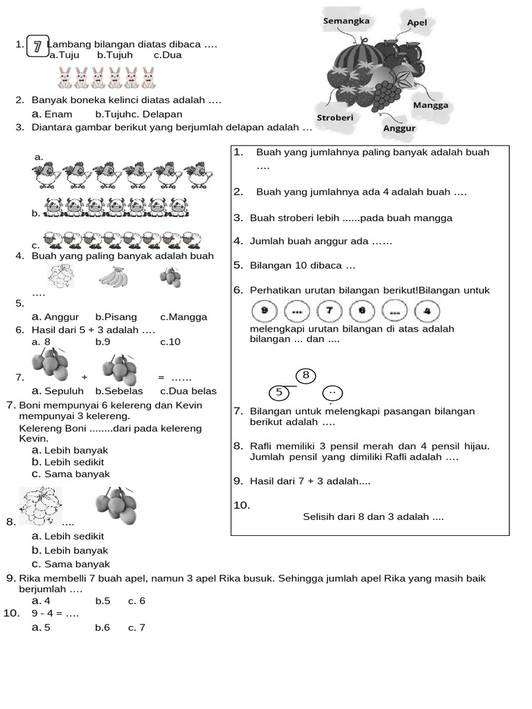 Matematika Kelas 1 SMT 1 | PDF