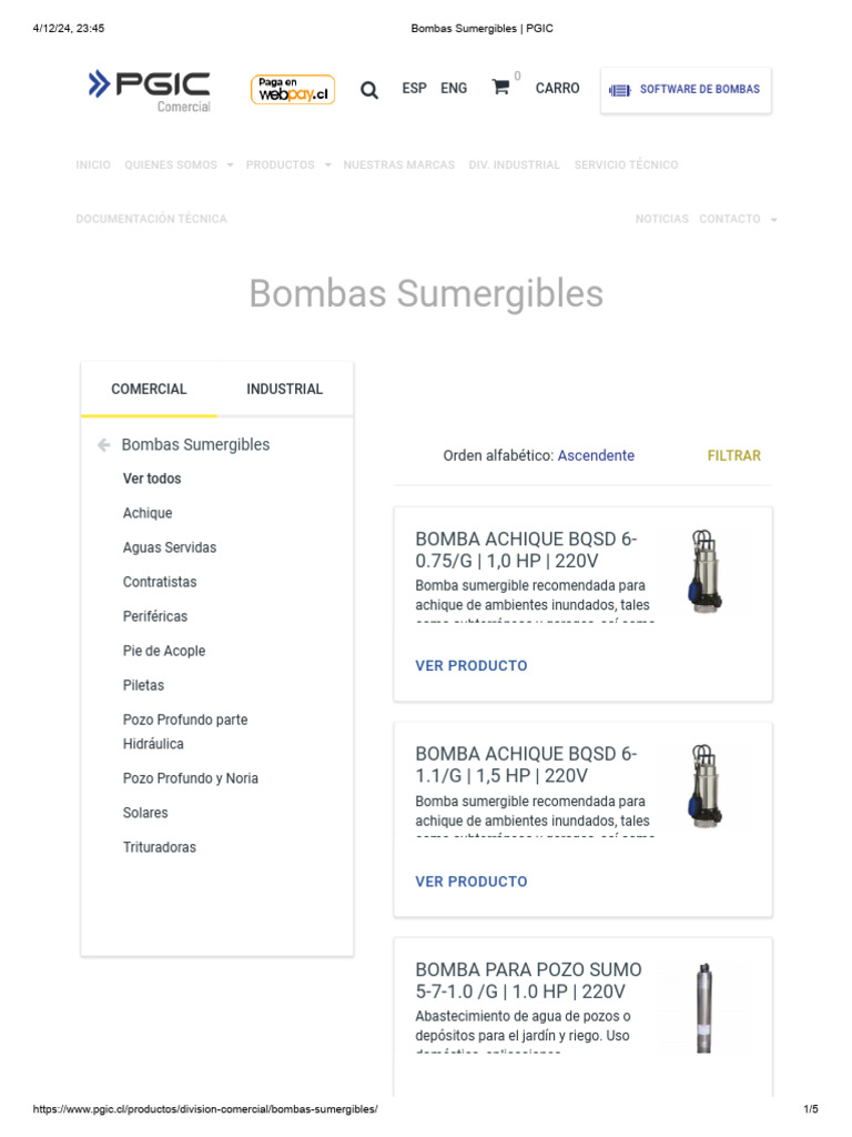 Bombas Sumergibles _ PGIC | PDF | Ingeniería Química | Hidráulica