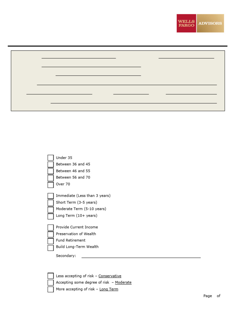 Client Risk Assessment Questionnaire | PDF | Investing | Financial Risk