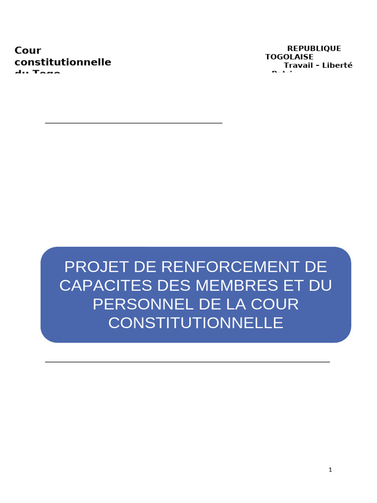 Renforcement des capacités de la Cour constitutionnelle du Togo | PDF ...