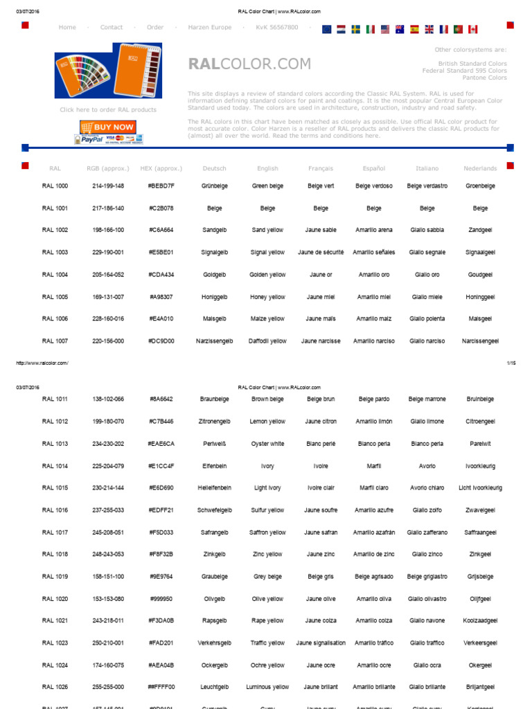 RAL Color Chart - WWW - Ralcolor | PDF | Color