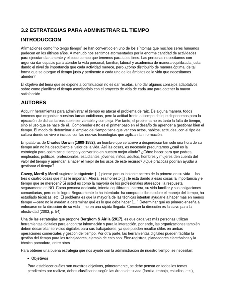 Estrategias Efectivas de Gestión del Tiempo | PDF | Planificación | Vida