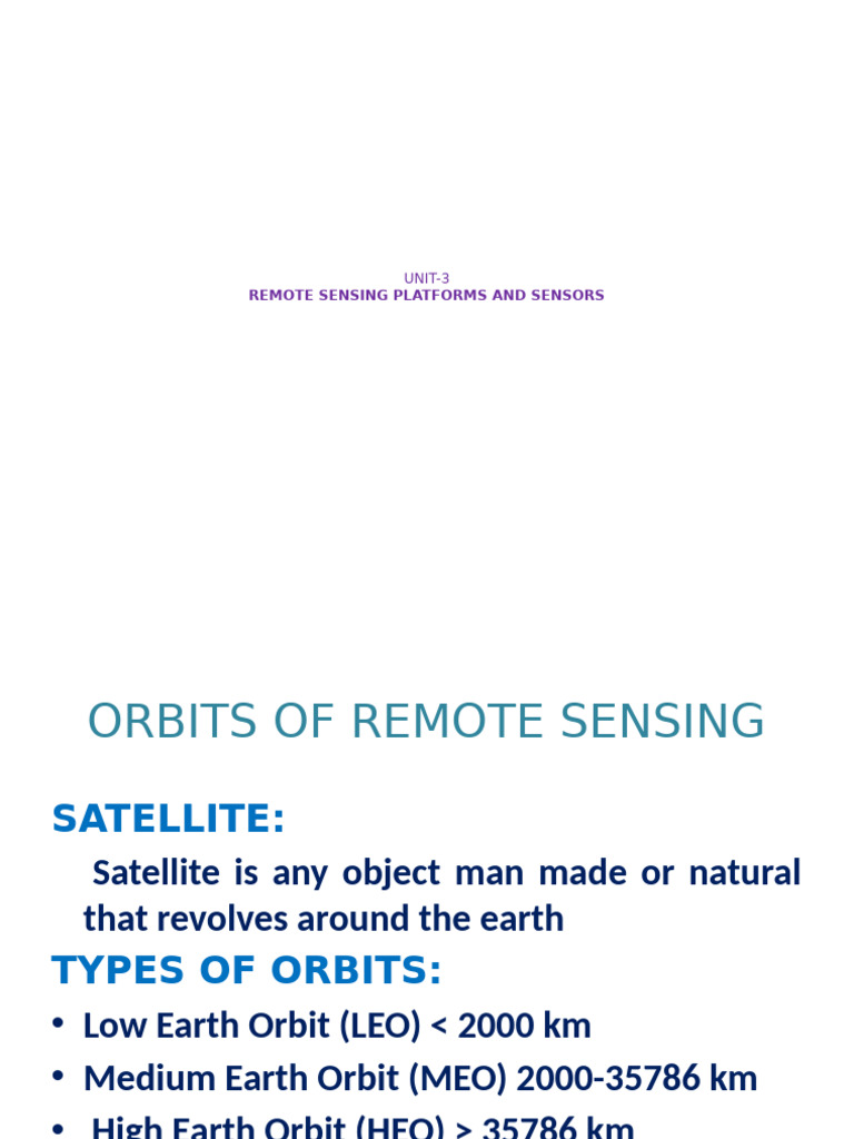 Remote Sensing Platforms and Orbits | PDF | Image Resolution | Remote ...