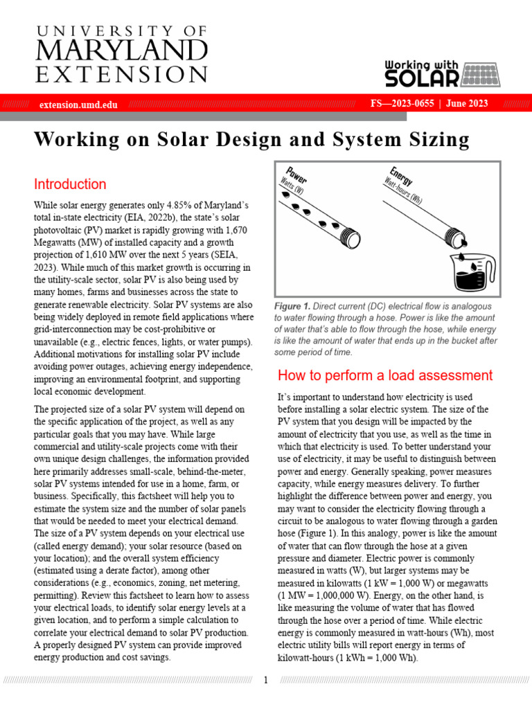 Working On Solar Design and System Sizing - FS 2023 0655 - Ada | PDF ...