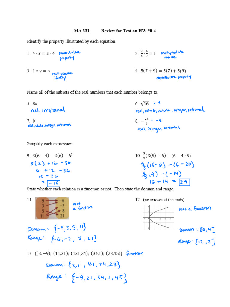 ' Day+5+Review+for+Test+1+Solutions | PDF | Function (Mathematics ...