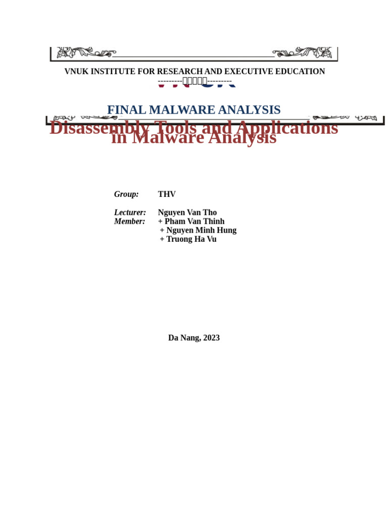 Disassembly Tools in Malware Analysis | PDF | Malware | Security