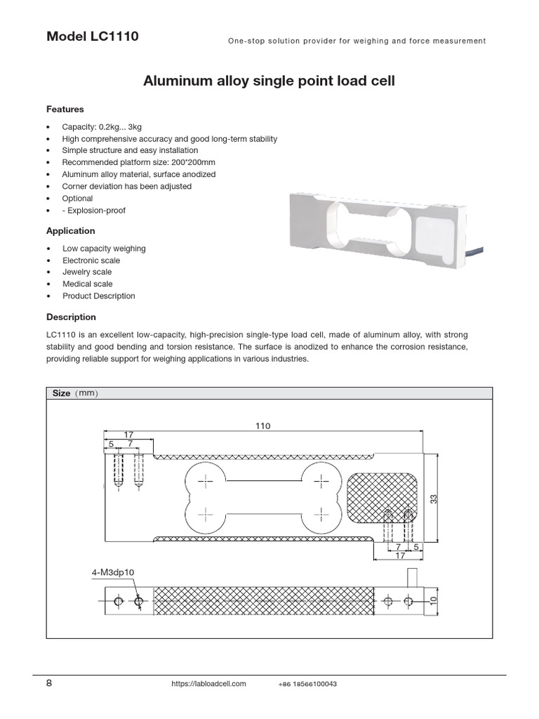 Aluminum Alloy Load Cell LC1110 Specs | PDF | Electrical Engineering ...