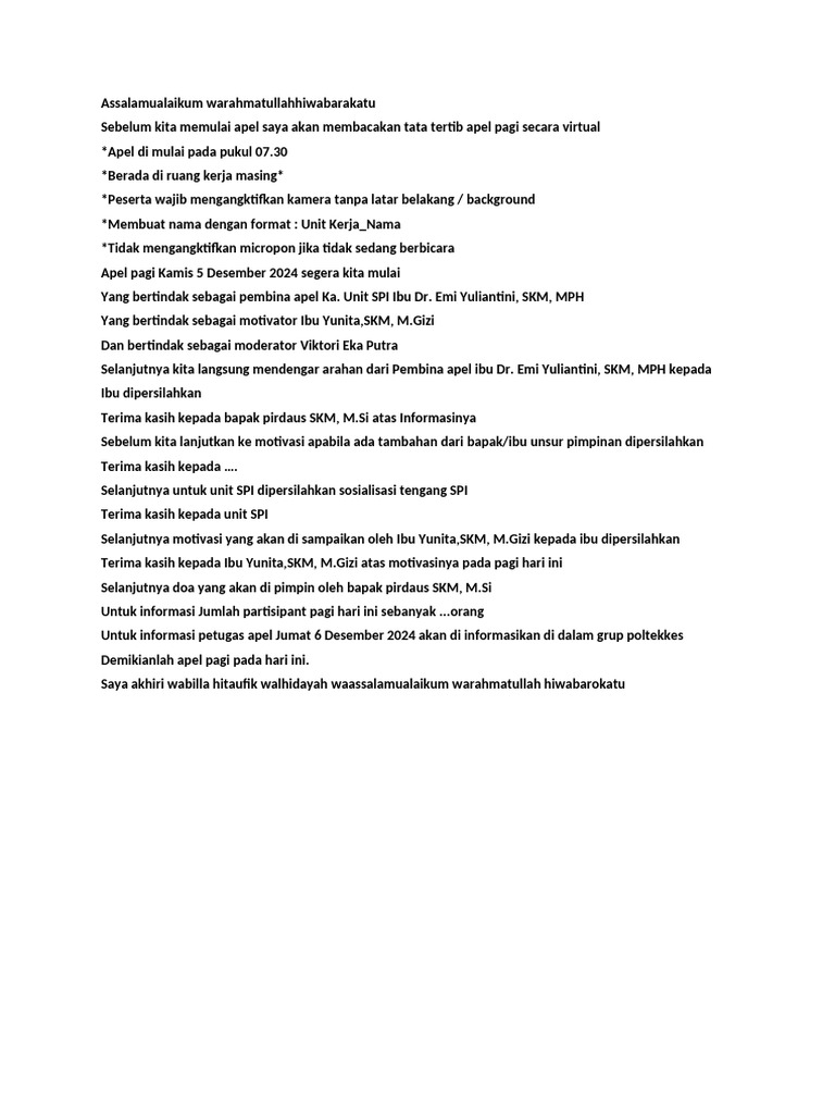 Apel Pagi (Teks) | PDF