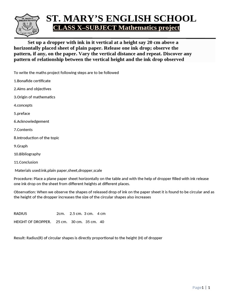 Mathematicsproject | PDF