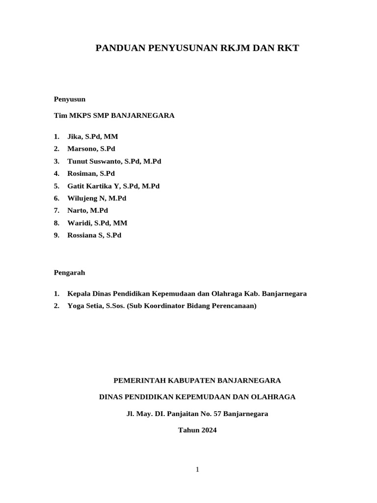 Panduan Penyusunan RKJM dan RKT 2025 | PDF