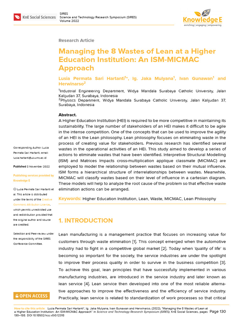 Lean Waste Management in HEIs | PDF | Lean Manufacturing